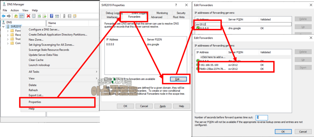 Windows Server 2019 에서 DNS전달자 구성하기